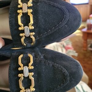 Elegant Black Loafers with Gold Accents